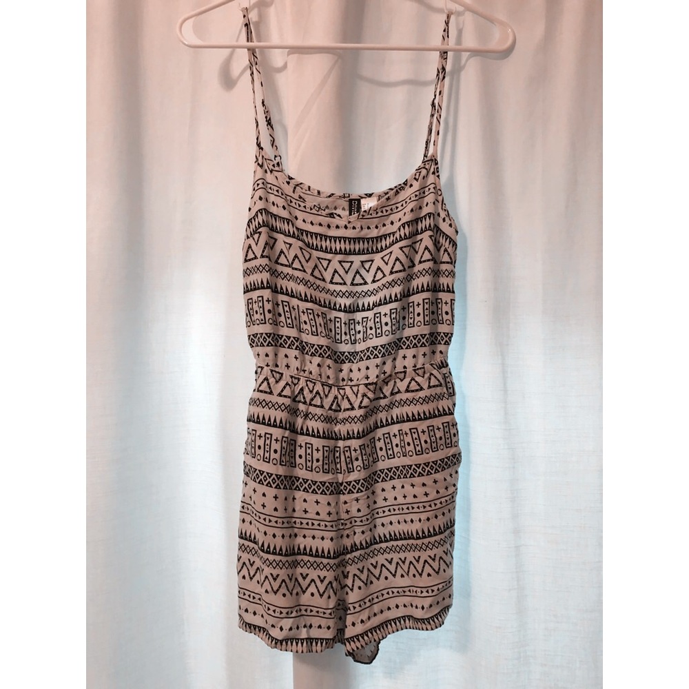 White romper with geometric print